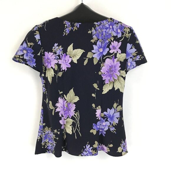 K Studio Collection Floral Blouse Women’s Size 8 V-Neck Short Sleeves Career - Picture 3 of 9